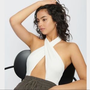 DYNAMITE halter cross-front bodysuit